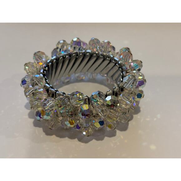 Vintage Aurora Borealis Cha Cha crystal expansion bracelet - Picture 2 of 3